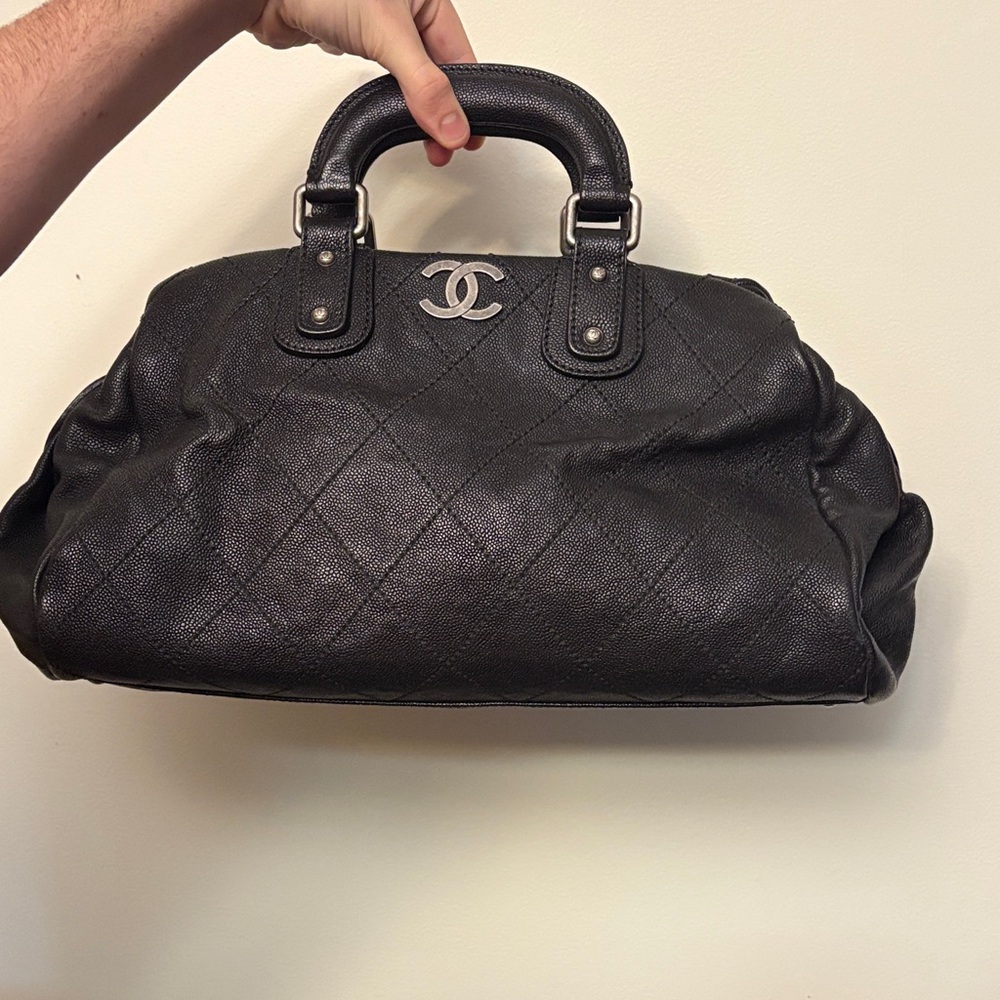 Chanel Black Textured Satchel
